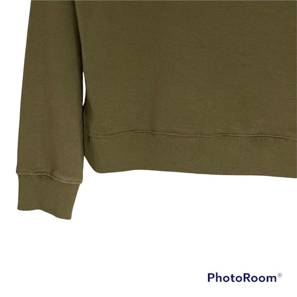 Rebecca Minkoff "I Feel Love" Sweatshirt Olive Green Cropped Women's Size M - Picture 9 of 12